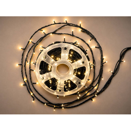 Світлодіодна гірлянда нитка 50 м, 500 LED, 220V, 1 режим, IP65, чорний каучуковий провід, колір свічення теплий білий